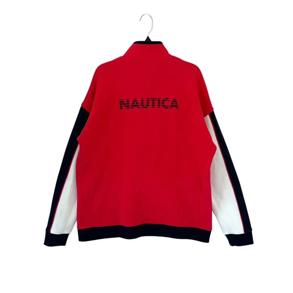 Nautica Colorblock Full Zip Jacket NWT Men's Sz L Rose Coral Fleece Lined